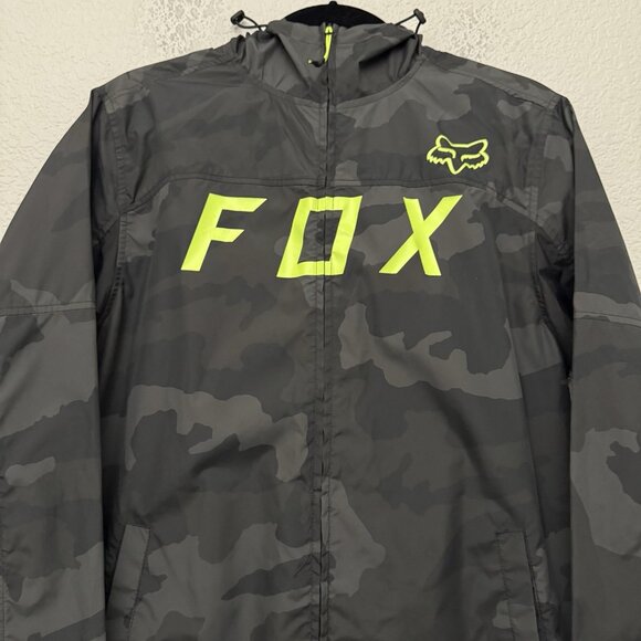 Fox Racing Men's Size Small Moth Camo Windbreaker Jacket Hooded Lightweight - Picture 2 of 14